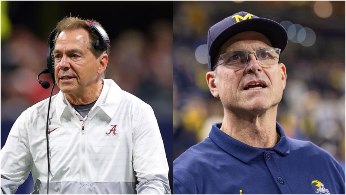 Nick Saban Jim Harbaugh Pose For Hilarious Photo With Mickey Mouse