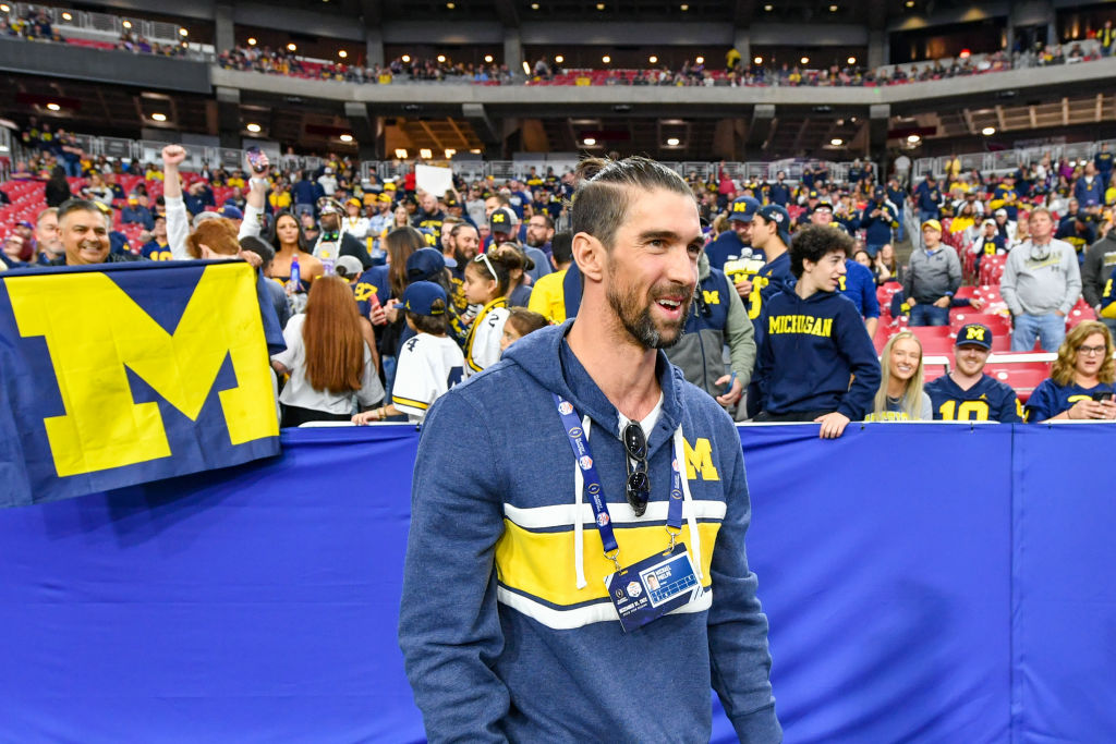Man Bunned Michael Phelps Gives Michigan FB Playoff PumpUp Speech