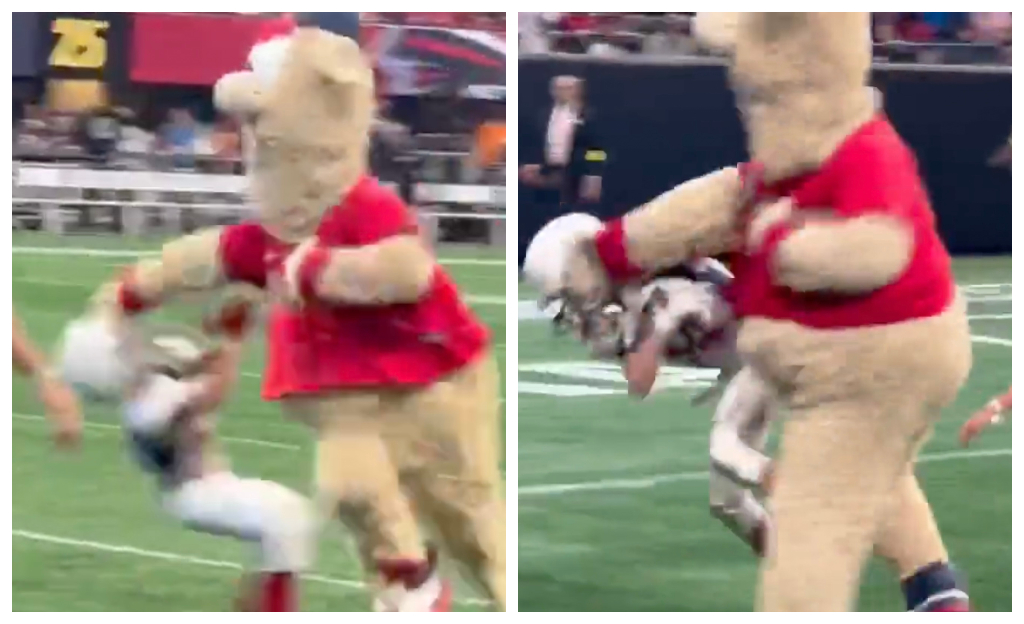 Braves Mascot Blooper Crushes Little Kids During NFL Halftime - o