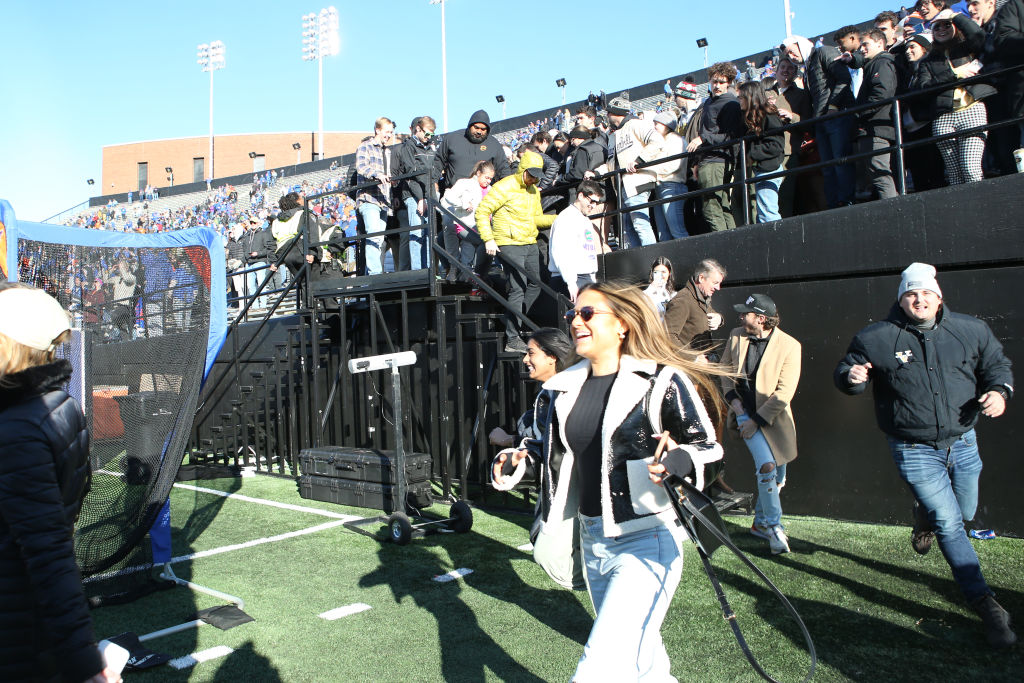 Vanderbilt fans celebrating after defeating Missouri