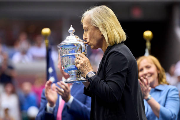 Martina Navratilova Calls USTA Transgender Policy Not Right And   Martina Holds Trophy 