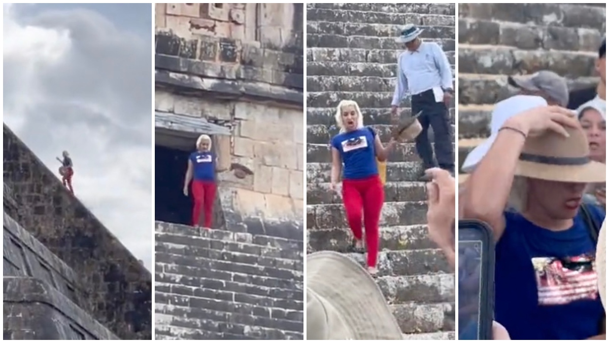 Mob Hits Tourist With Water Bottles After She Climbs A Mayan Pyramid