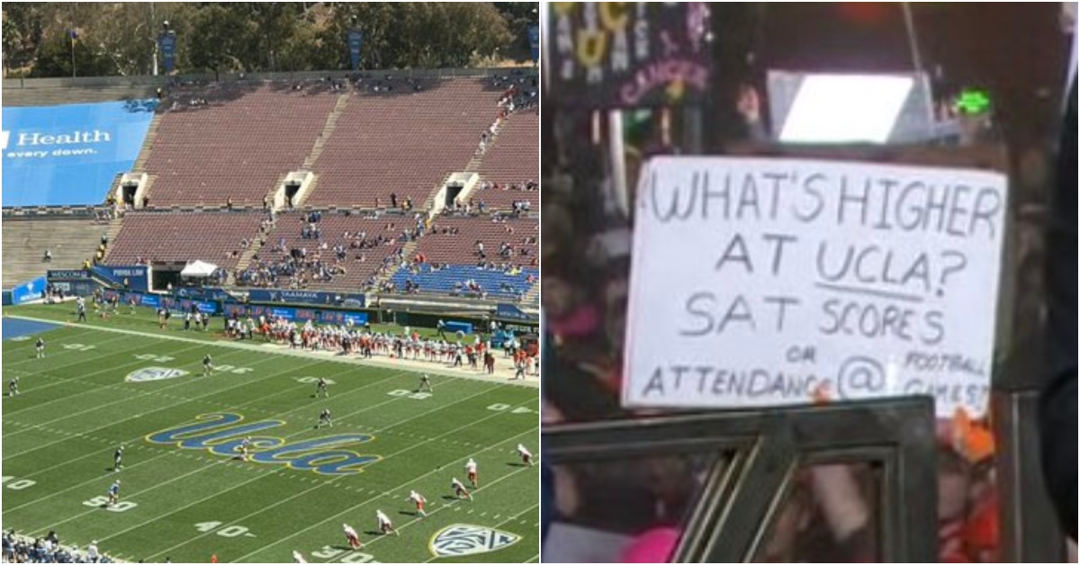 Oregon Gameday Sign Compares Ucla Sat Scores Brutal Attendance Outkick