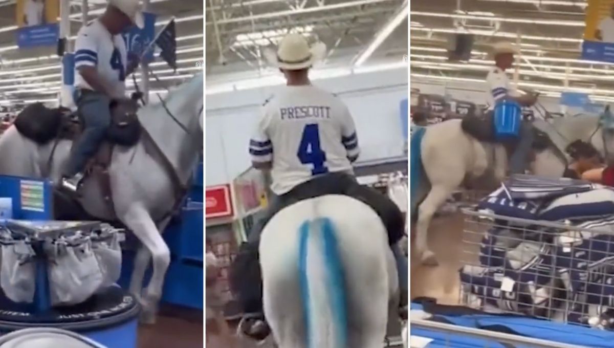 Cowboys Fan Celebrates Dallas' Win With Horseback Ride Through Walmart