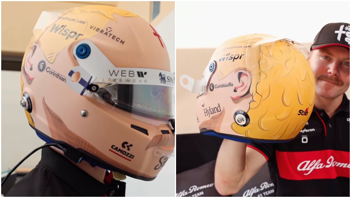 Valtteri Bottas New Helmet Pays Tribute To His Mullet And Mustache