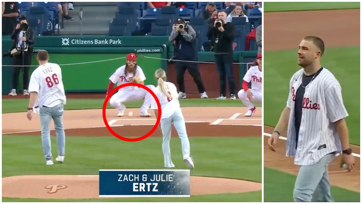 Zach Ertz Throws Horrible First Pitch - outkick | OutKick