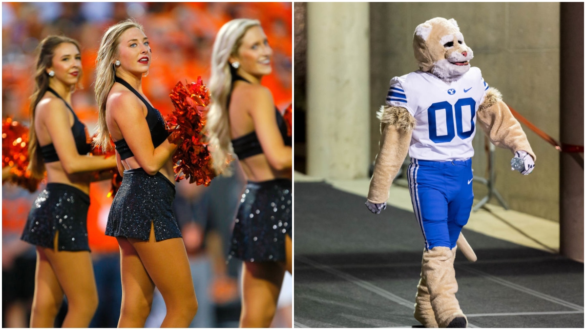 BYU Mascot Cosmo Tangos With OSU Cheerleader At Big 12 Media Days | OutKick