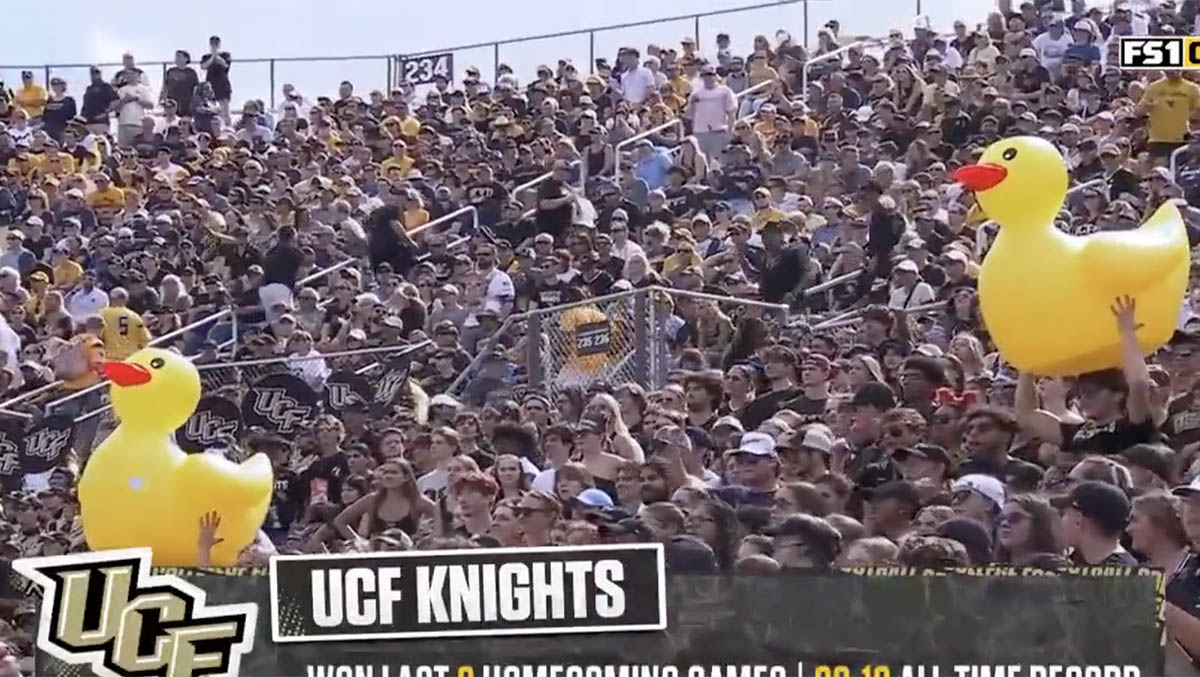 UCF Football Players Throwing Rubber Ducks At Students, A