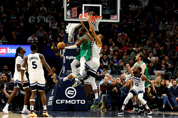 Jaylen Brown Knocks Rudy 'The StifleTower' Gobert With Monster Dunk