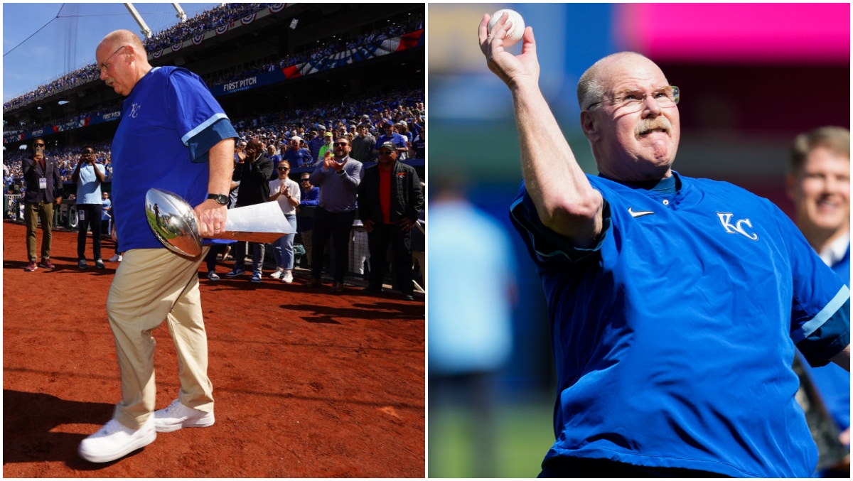 Andy Reid Gets The Kansas City Royals Season Started With Sublime First   Andy Reid Pitch 