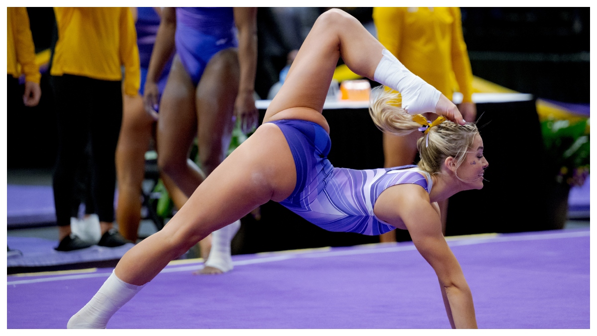 Olivia Dunne Takes A Tumble During Bikini Gymnastics | OutKick