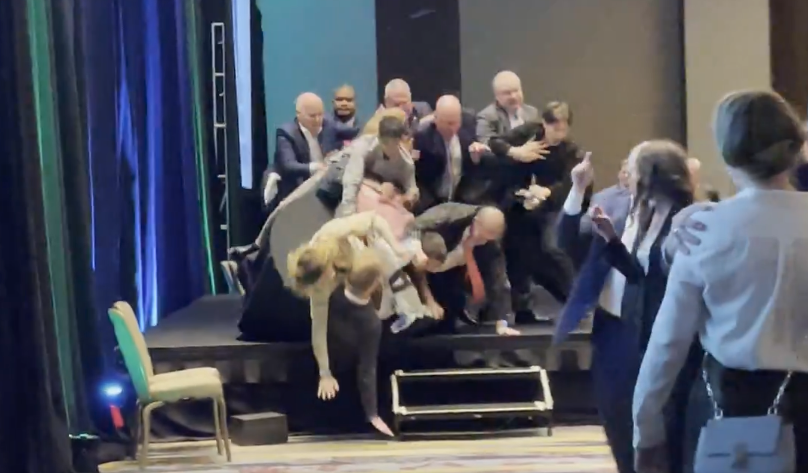 Climate Activists Take A Tumble While Protesting