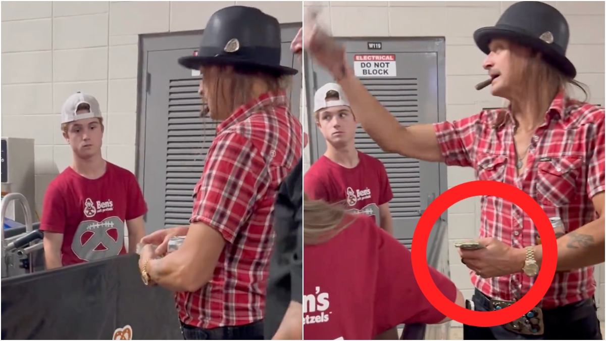 Kid Rock makes a stylish move for the workers at the Alabama/Georgia game