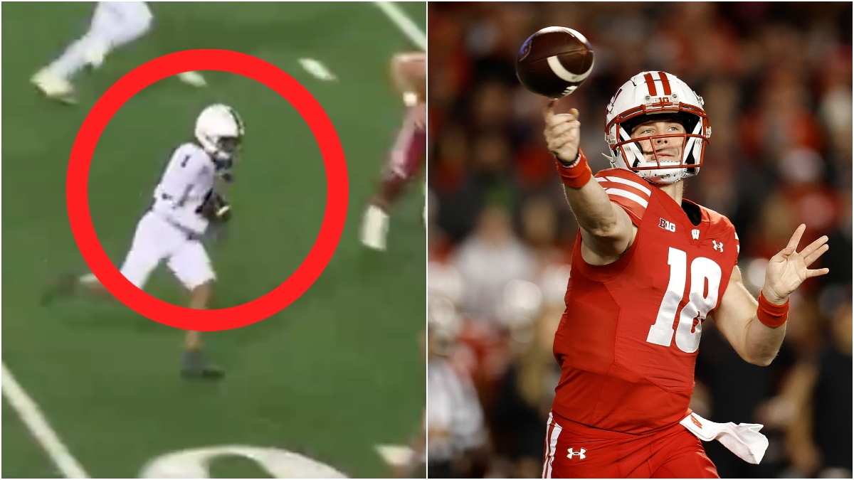 Wisconsin QB Braedyn Locke throws a brutally bad interception