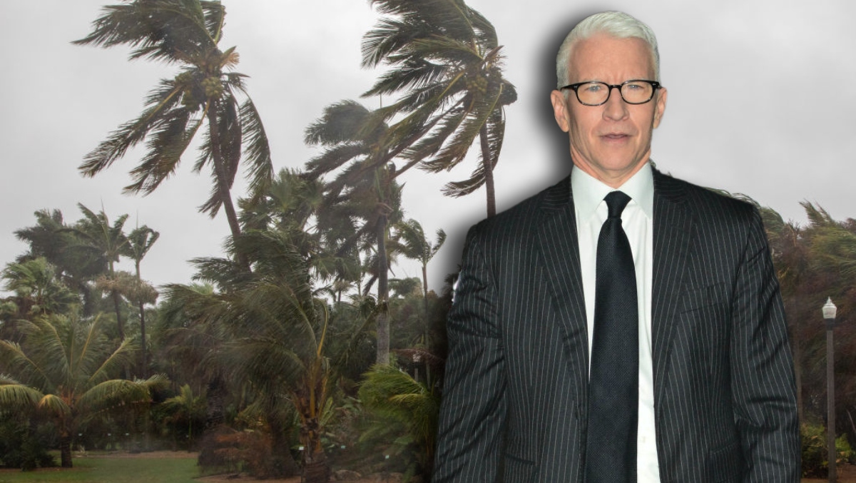 Anderson Cooper is inundated by hurricane debris