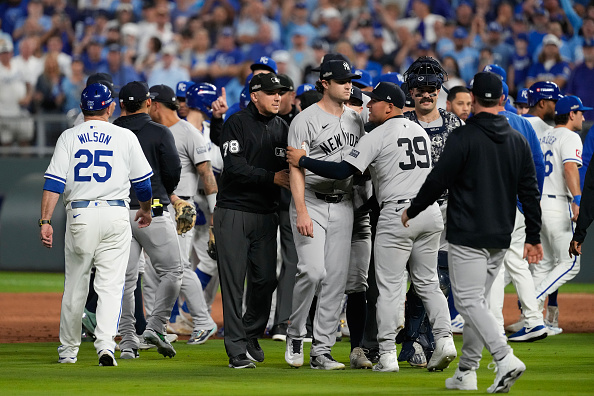 The benches between the Yankees and Royals are empty as KC comes to terms with the end of the season