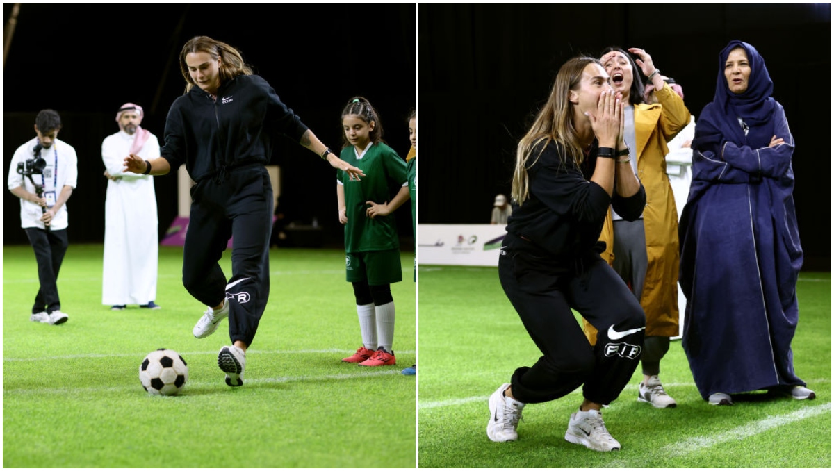 Tennis Star Aryna Sabalenka Shows Of Soccer Skills, Smokes Photographer In The Head