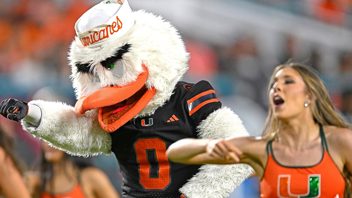 Miami Mascot Flirts with Reporter During Game