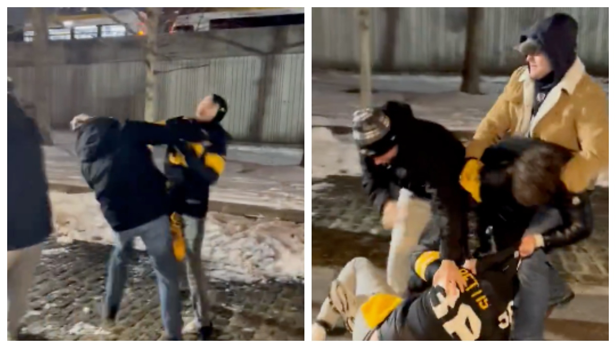 Wolves Fans Fighting Steelers Fans Kick The Crap Out Of Each Other After Loss To The Ravens ...