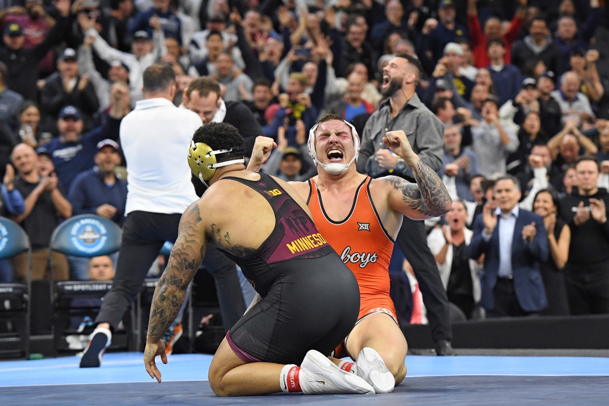 Oklahoma State Wrestler Wyatt Hendrickson Salutes Trump After Winning National Title In Stunning Upset