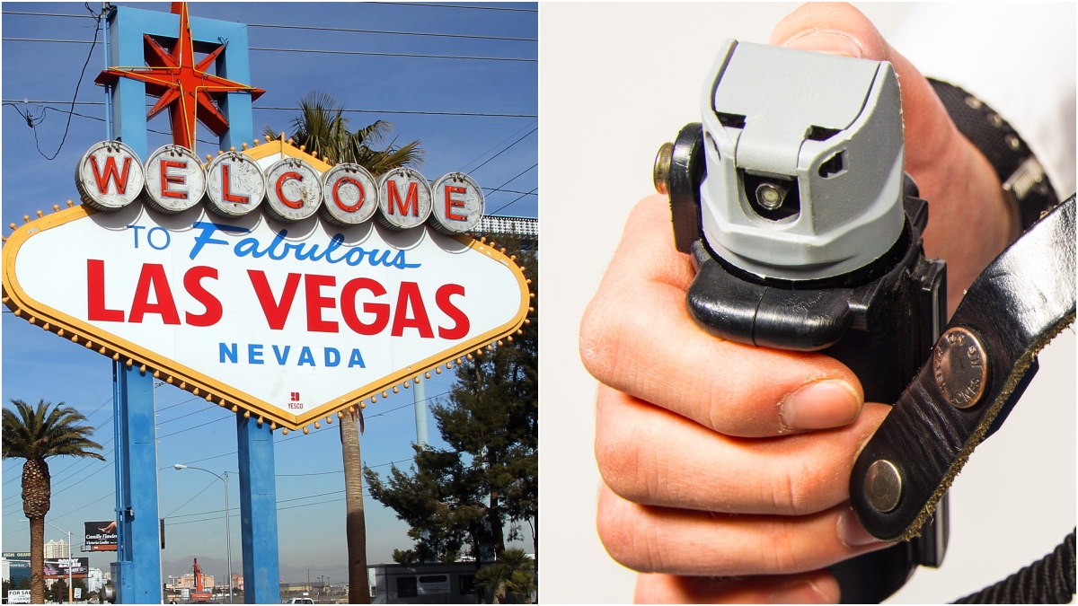 Vegas Security Guard Lights Up Person As Iconic Country Song Plays In The Background: WATCH