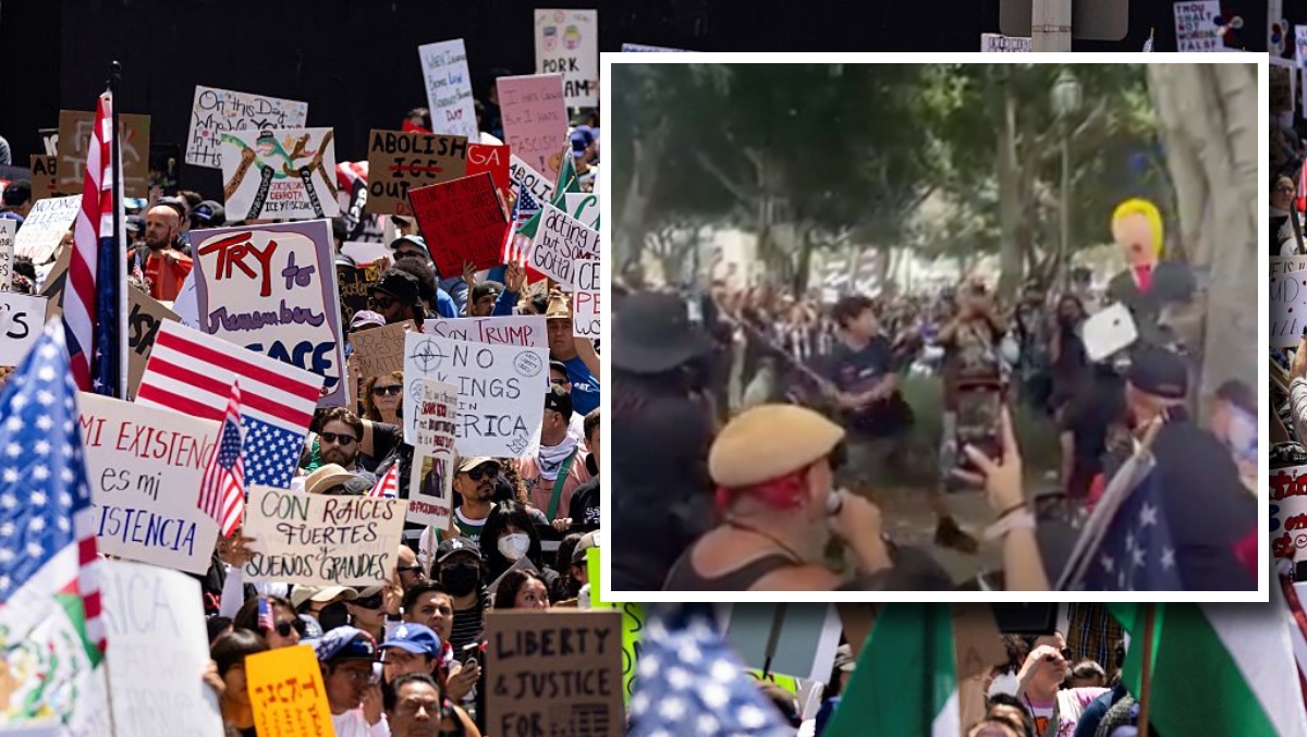 Los Angeles Lunatics Hang Trump In Effigy, Kids Beat Piñata As Part Of 'No Kings' Protest