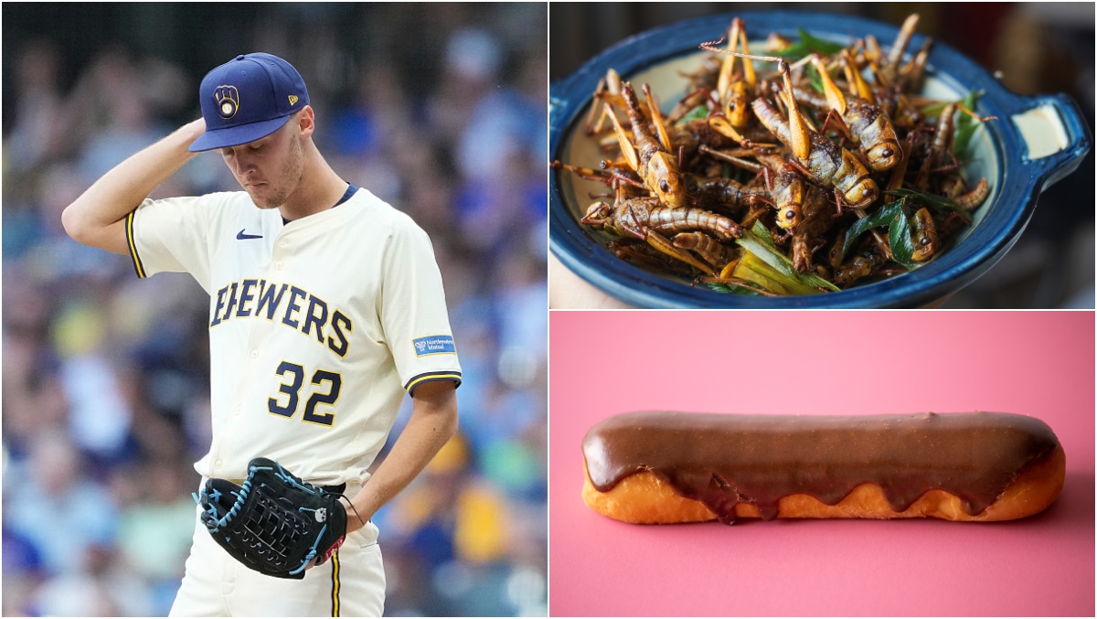 Watch Brewers Pitcher Jacob Misiorowski Choke Down A Donut Covered In Bugs