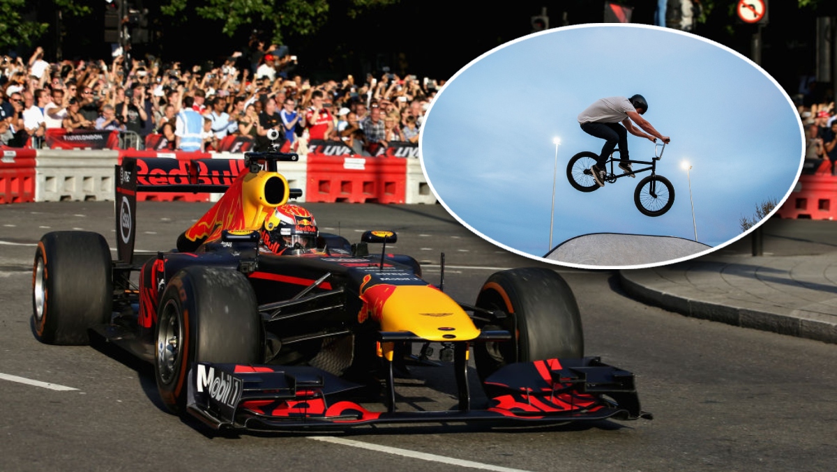 BMX Rider Kriss Kyle Performs World-First Jump Over Moving F1 Car