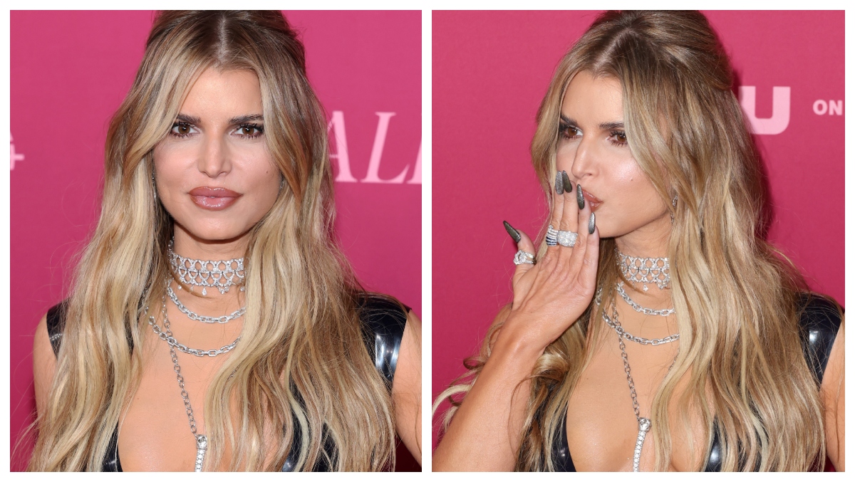 Jessica Simpson On The Prowl In A Low-Cut Latex Dress, Emily Elizabeth Can't Be Contained & Bama Is Back