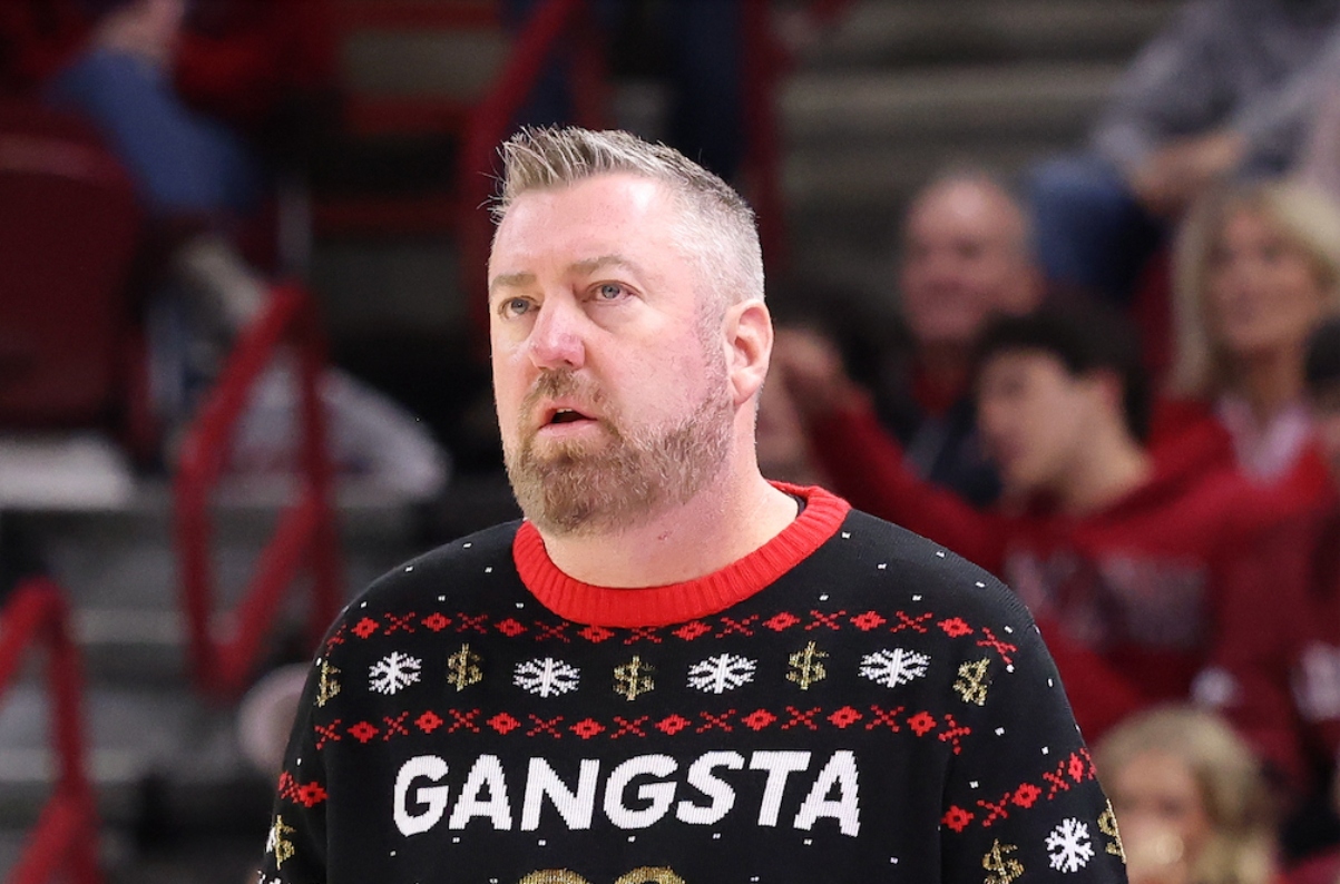 College Hoops Coach Wears All-Time Great Ugly Christmas Sweater Showing Off Elite Situational Awareness