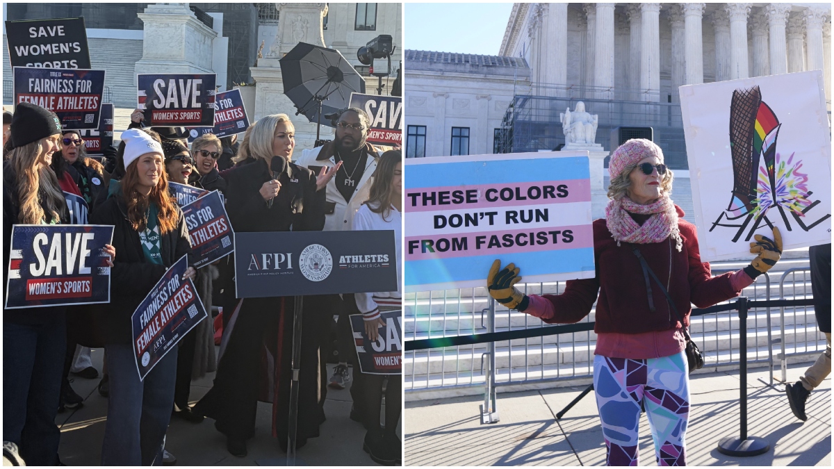 Protesters Duel Outside Supreme Court As Clash Over Trans Athletes, Women’s Sports Reaches D.C.